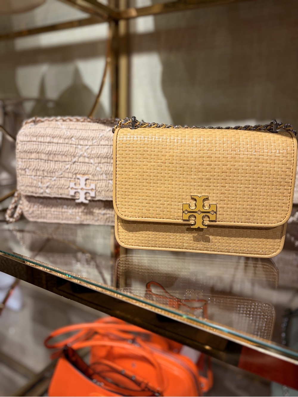 Tory Burch Britten Woven Leather Crossbody Bag in Pale Yellow new with tag